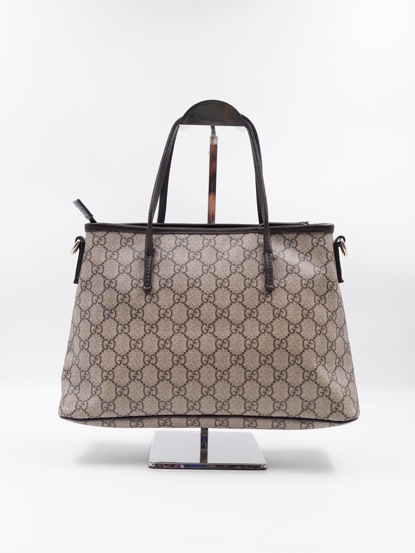 Gucci Small Tote W Strap GG Coated Canvas Brown