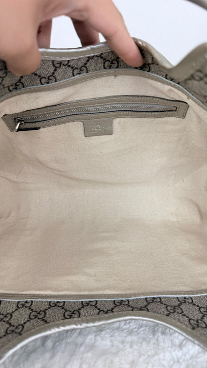 GUCCI Jackie Hobo GG Supreme Coated Canvas Silver