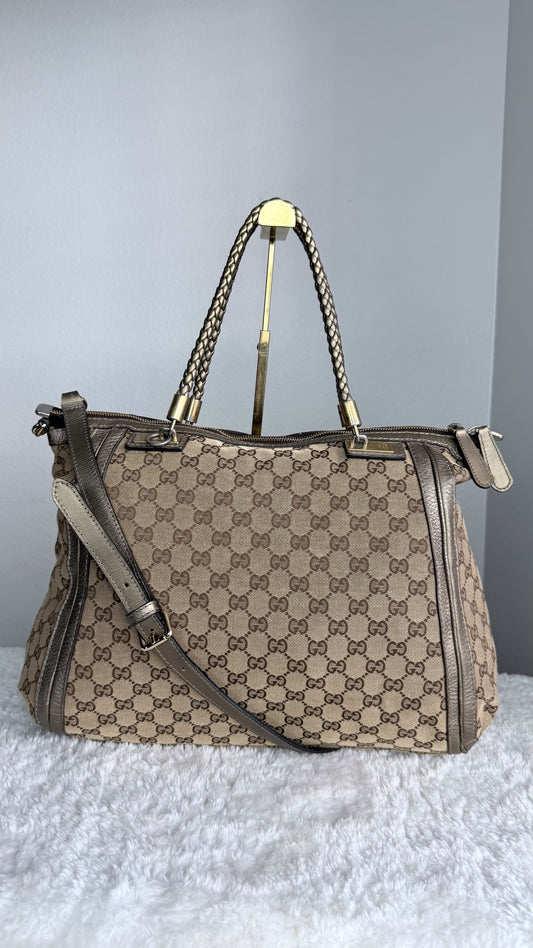 GUCGI Bella Tote GG Canvas Handbag with strap Gold