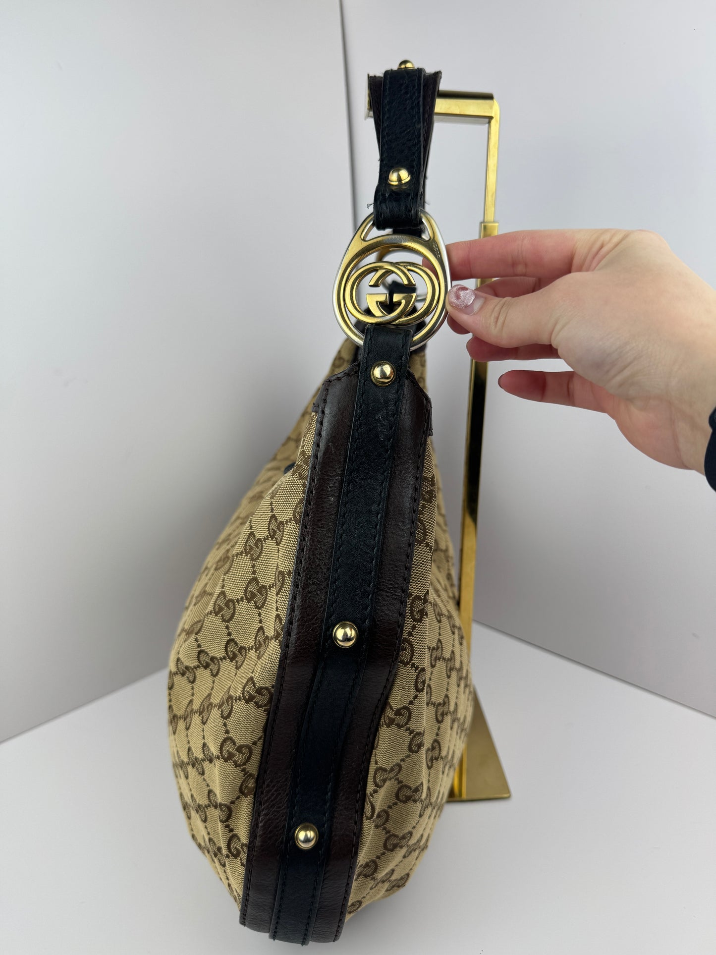 Gucci Hobo GG Interlocking Canvas Brown