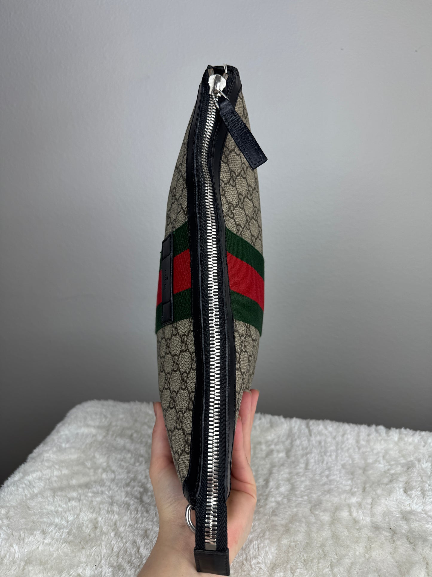 GUCCI Web Messenger Bag GG Coated Canvas Large