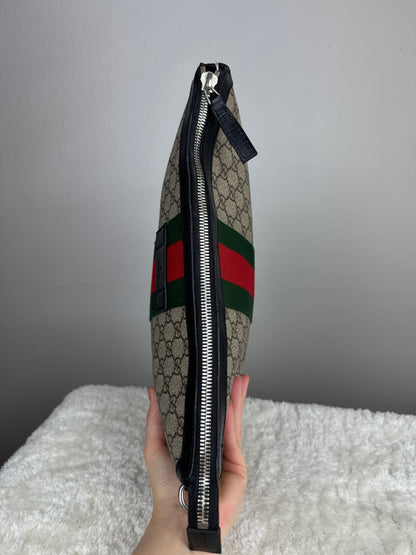 GUCCI Web Messenger Bag GG Coated Canvas Large
