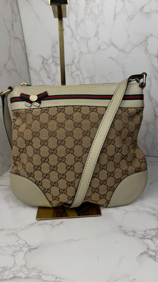 Gucci Mayfair GG Canvas Crossbody with Web Ribbon Signature
