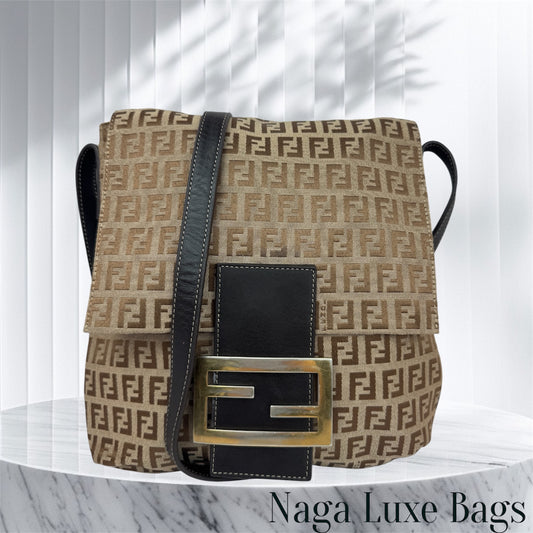 FENDI FF Monogram Crossbody Brown Bag