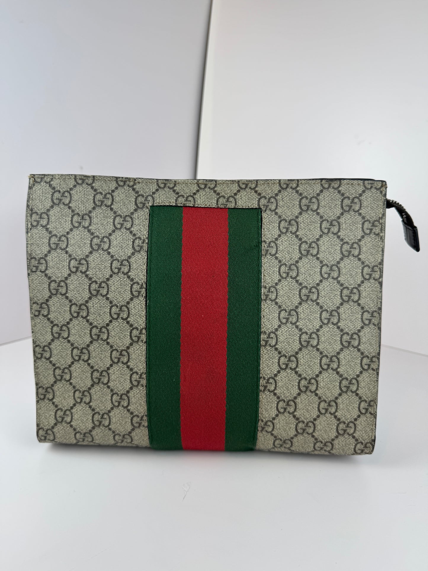 Gucci Web Clutch GG Supreme Coated  Canvas