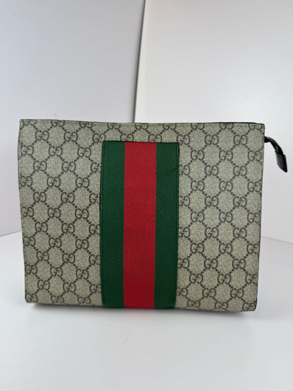 Gucci Web Clutch GG Supreme Coated  Canvas