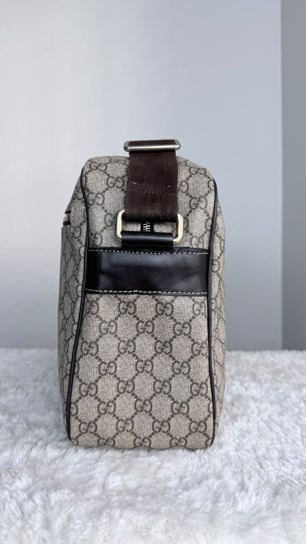 GUCCI Front Zip Camera GG Coated Canvas Large