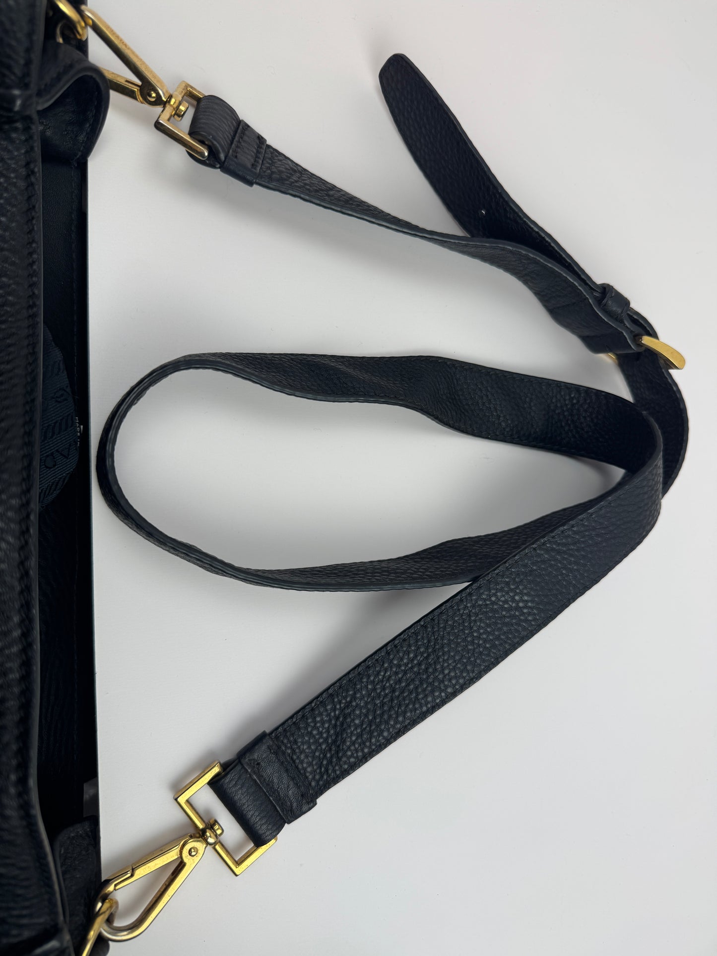 Prada Pattina Convertible Vitello Diano Leather bag Black