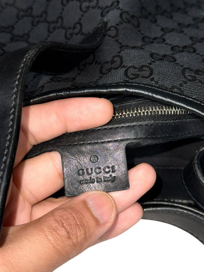 Gucci Piston Lock Shoulder bag GG Canvas Black