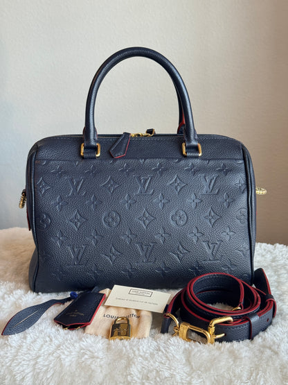 LOUIS VUITTON speedy25 Bandoulière Monogram Empreine  Leather Navy