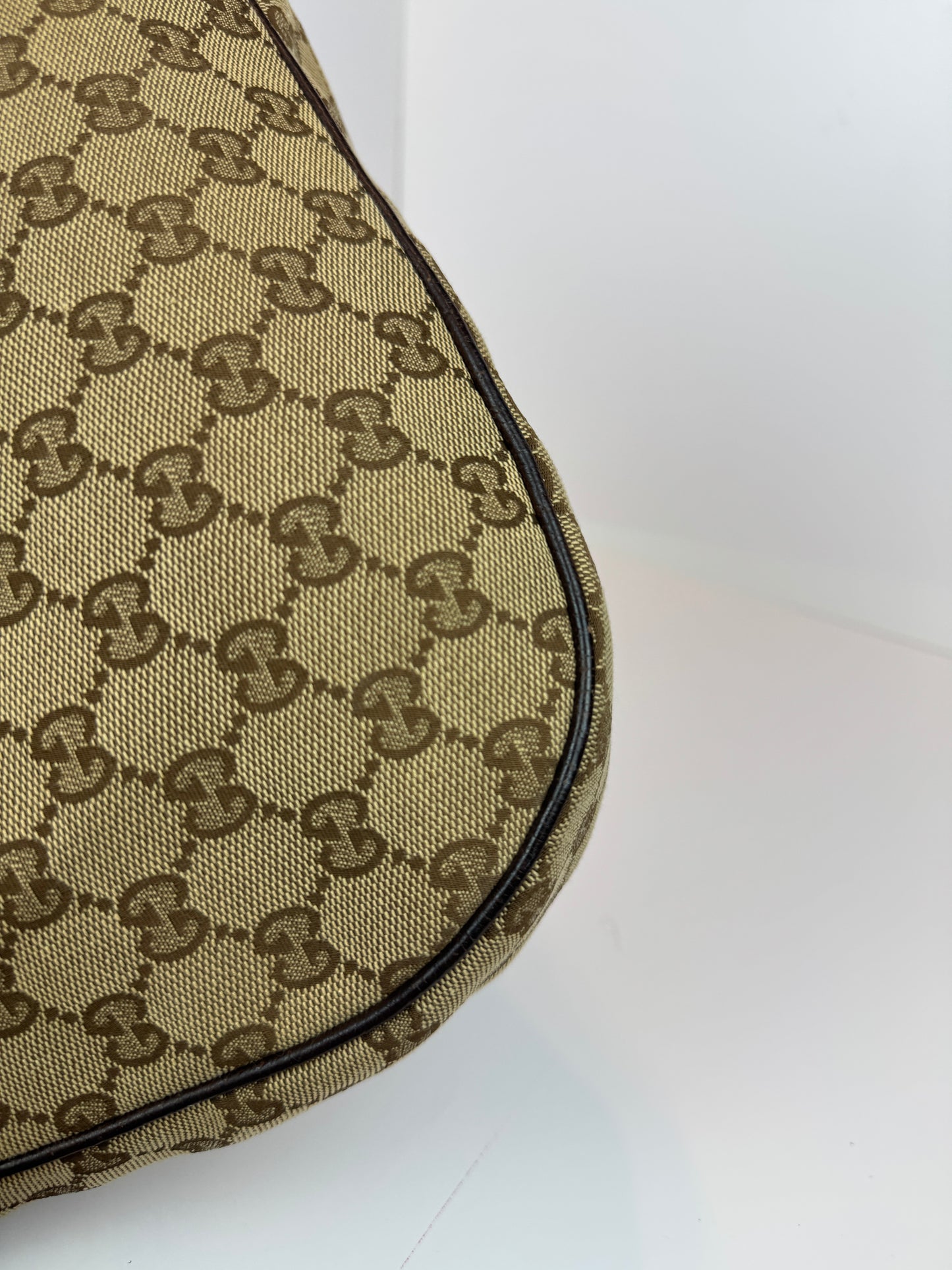 GUCCI Hobo Halfmoon Double Button GG Canvas Brown