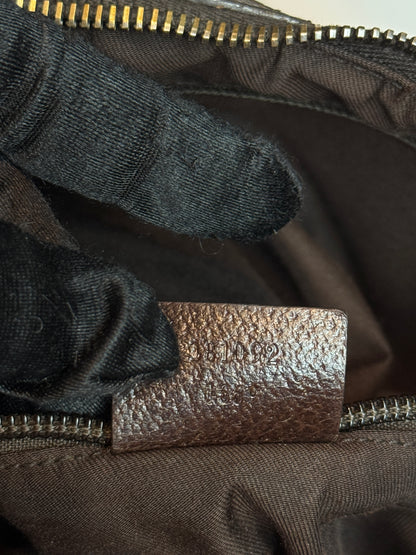 GUCCI Web Halfmoon GG Canvas Brown