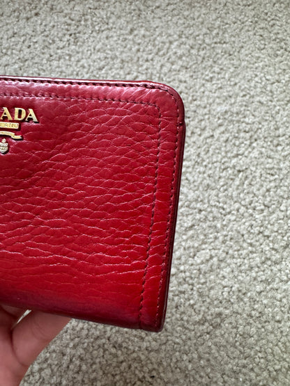 Prada leather Red wallet