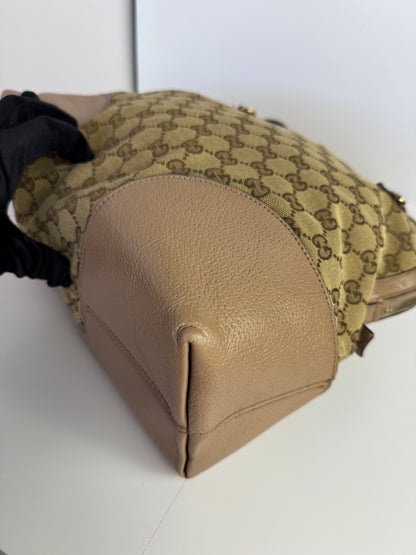 GUCCI Bree GG Canvas Shoulder Bag Pink Nude