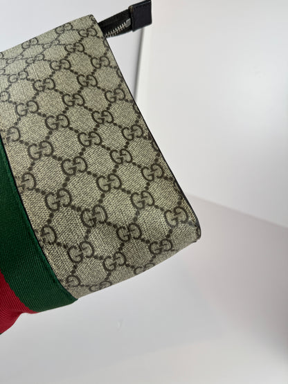 GUCCI Web Clutch GG Supreme Coated Canvas