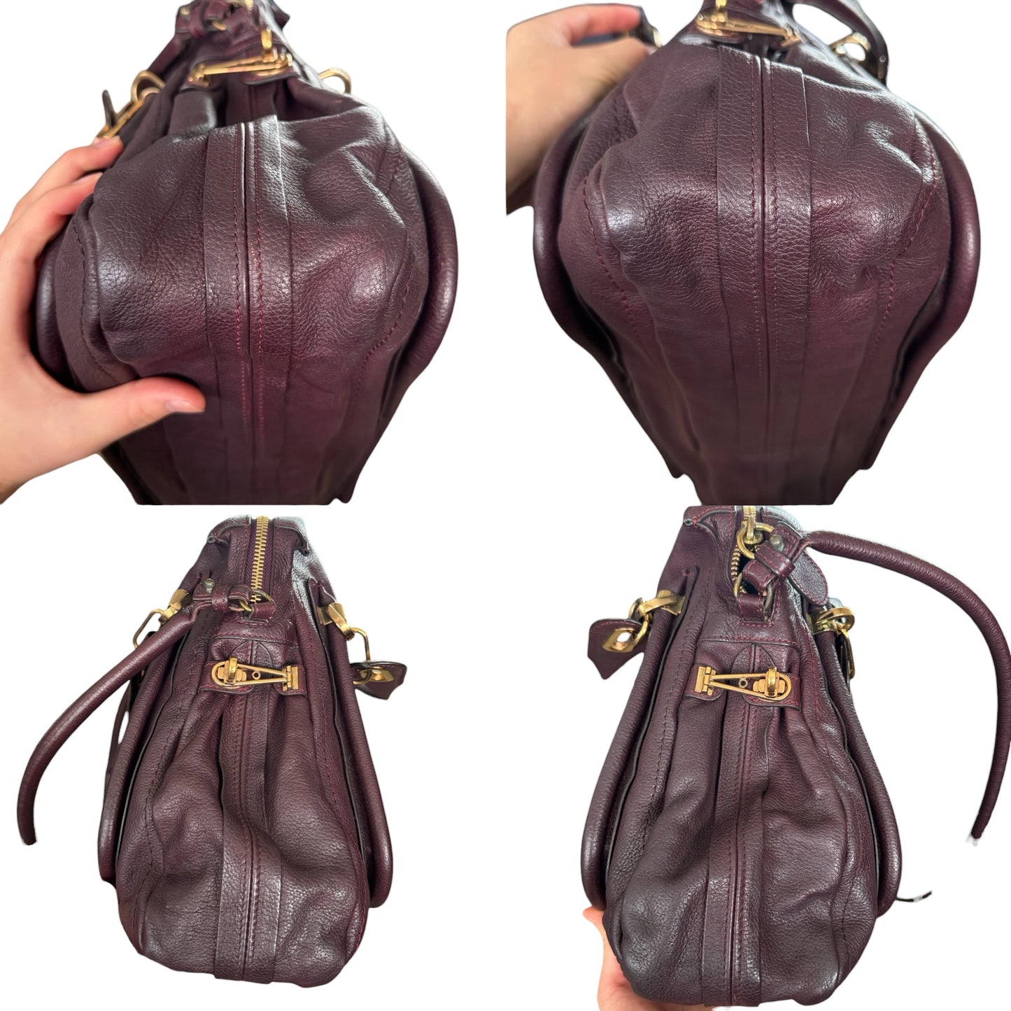 Chloe Paraty Top Handle bag Leather Medium Dark Burgundy