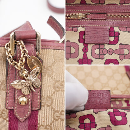 Gucci web Flat Crossbody pink