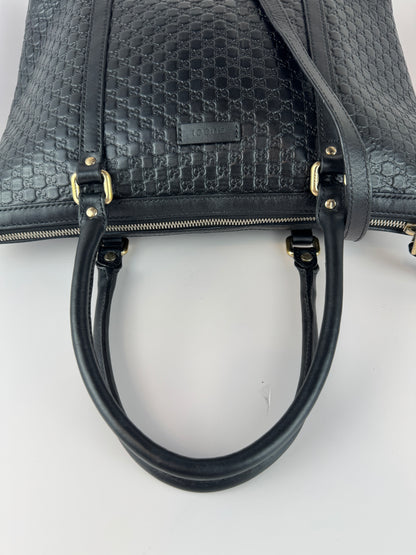 Gucci Soft Microguccdssima small Zippered Satchel Black
