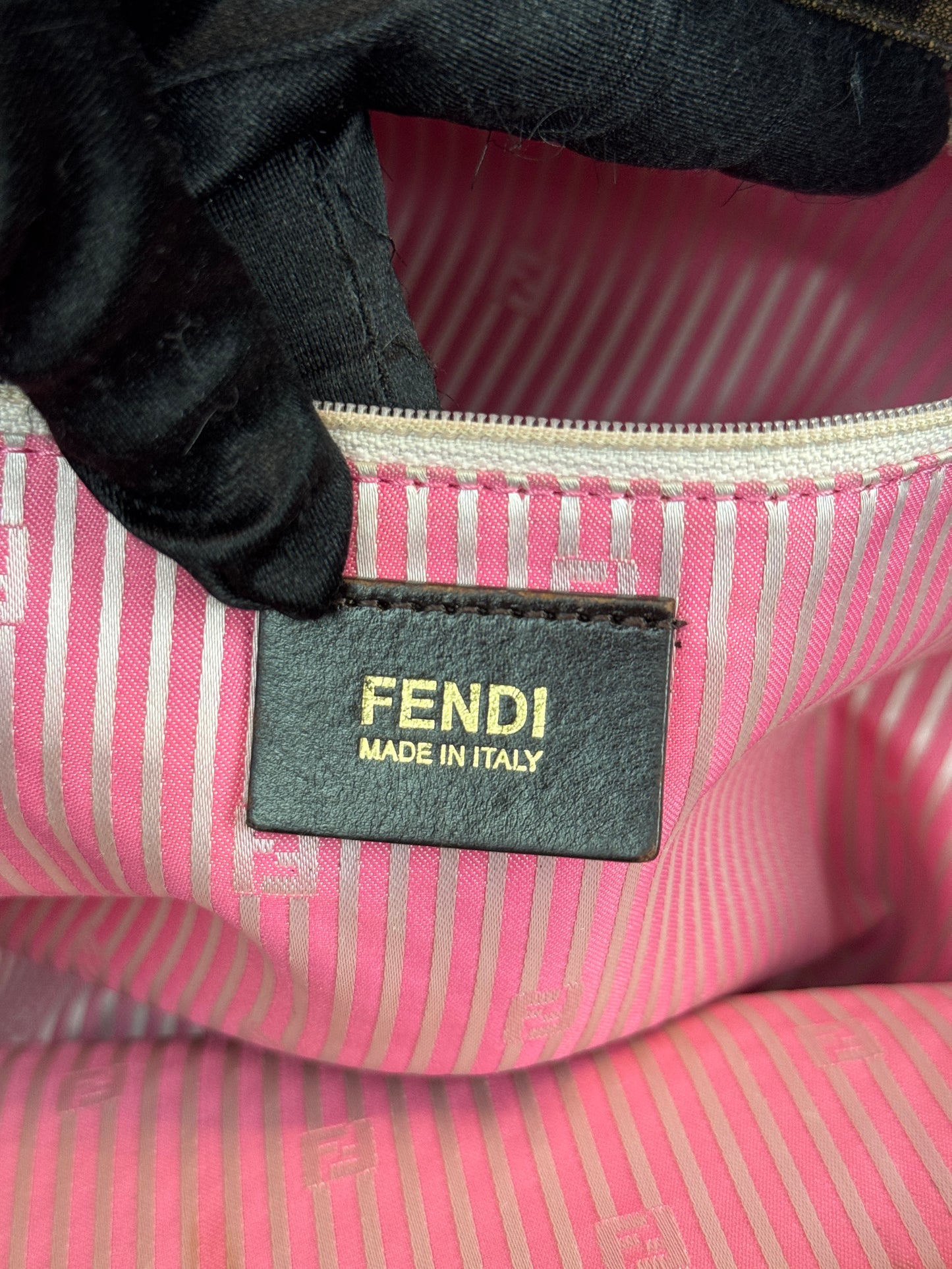 FENDI  Zucca Print Multi color Stripe Coated canvas Medium Roll Tote