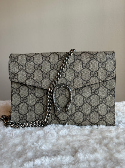 GUCCI Dionysus Chain wallet GG  Coated Canvas Small