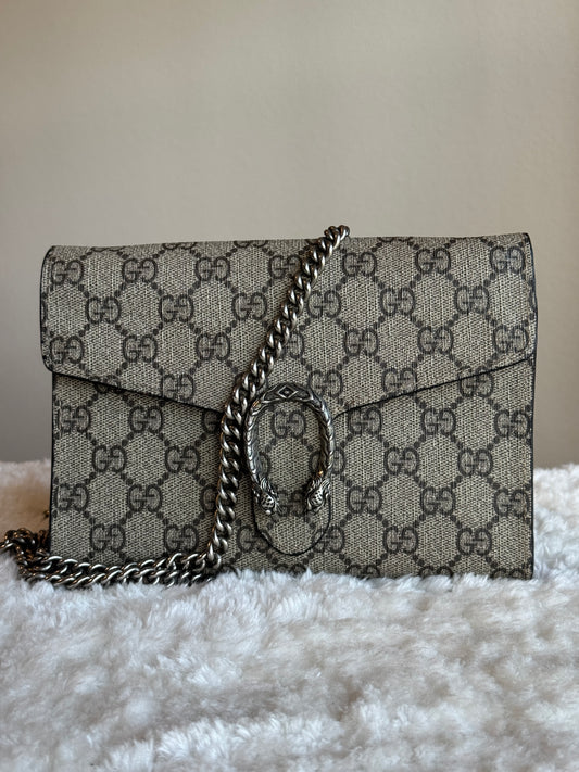 GUCCI Dionysus Chain wallet GG  Coated Canvas Small