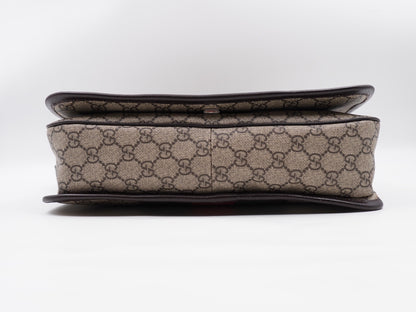 Gucci Web Flap Messenger Coated Canvas Brown