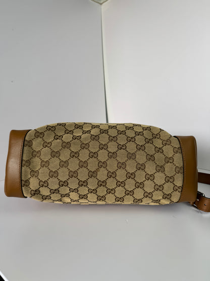 Gucci Web Loop Shoulder GG Canvas Light Brown