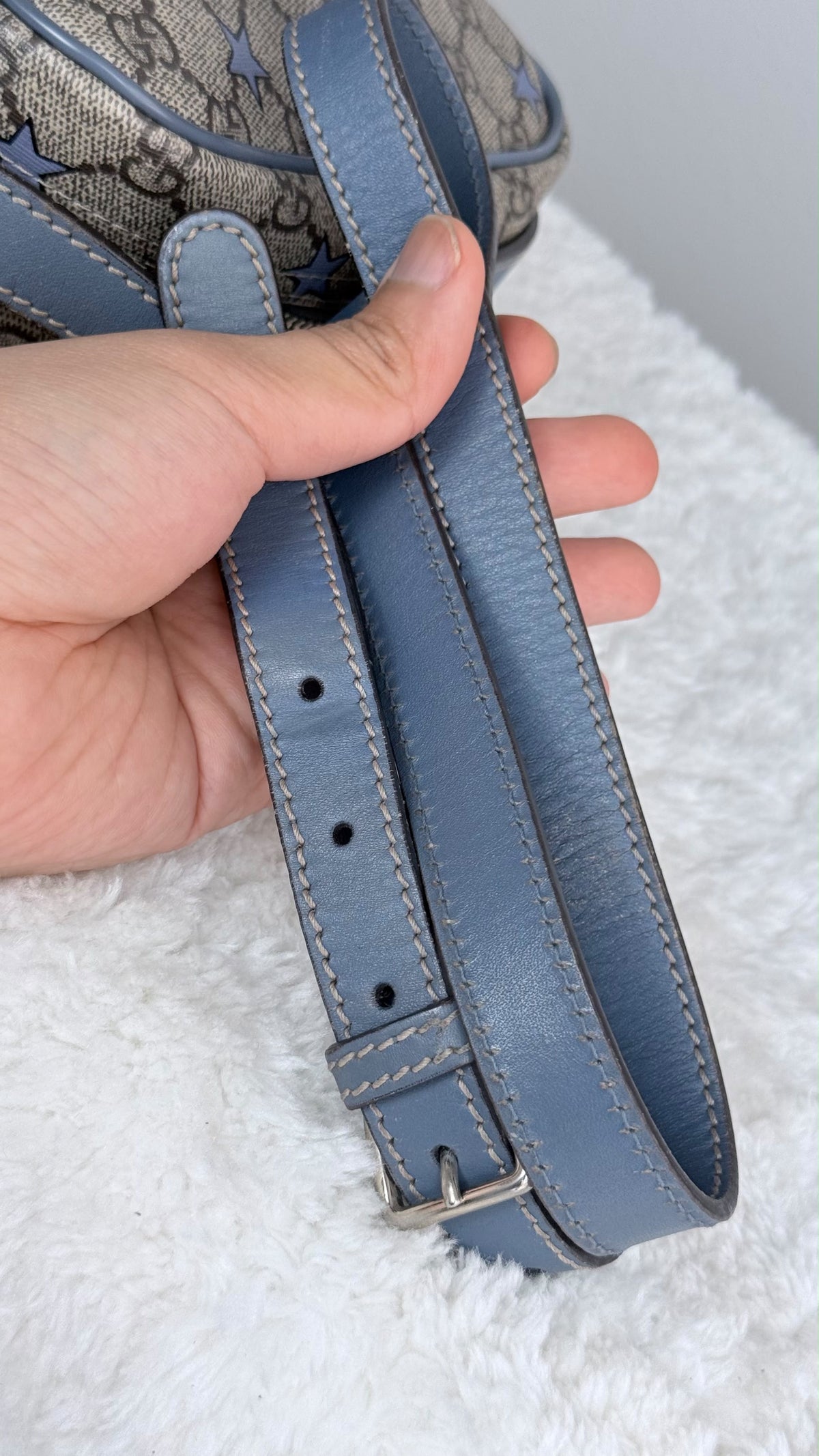 GUCCI GG Supreme Star Crossbody Coated Canvas Blue