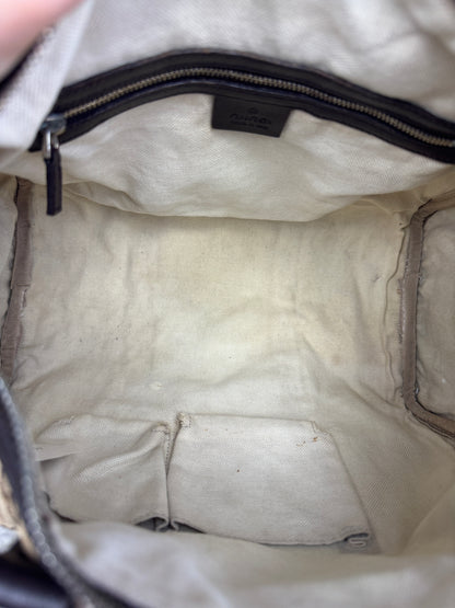 GUCCI Web Boston GG Canvas With strap Brown