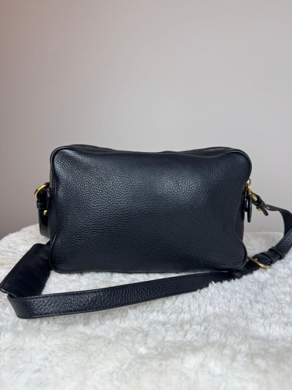 PRADA Double Zip Camera Vitello Daino Black