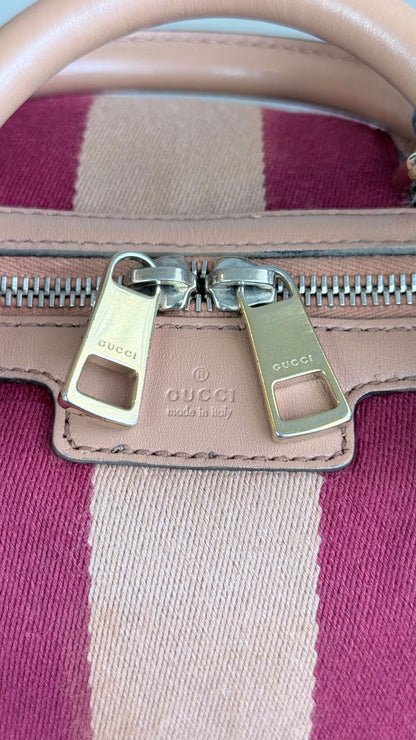 GUCCI Web Boston Small GG Canvas With Strap