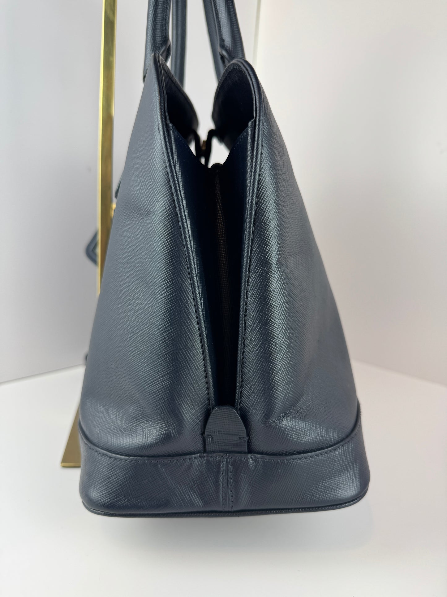 Prada Vernice Medium Open Promenade tote Navy Black