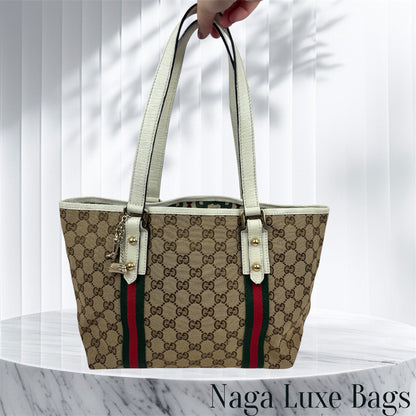 Gucci Web Tote GG Canvas White