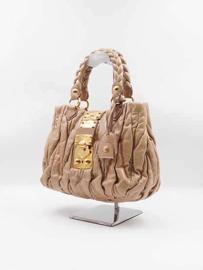 Miumiu Matelassé Leather Handbag Beige