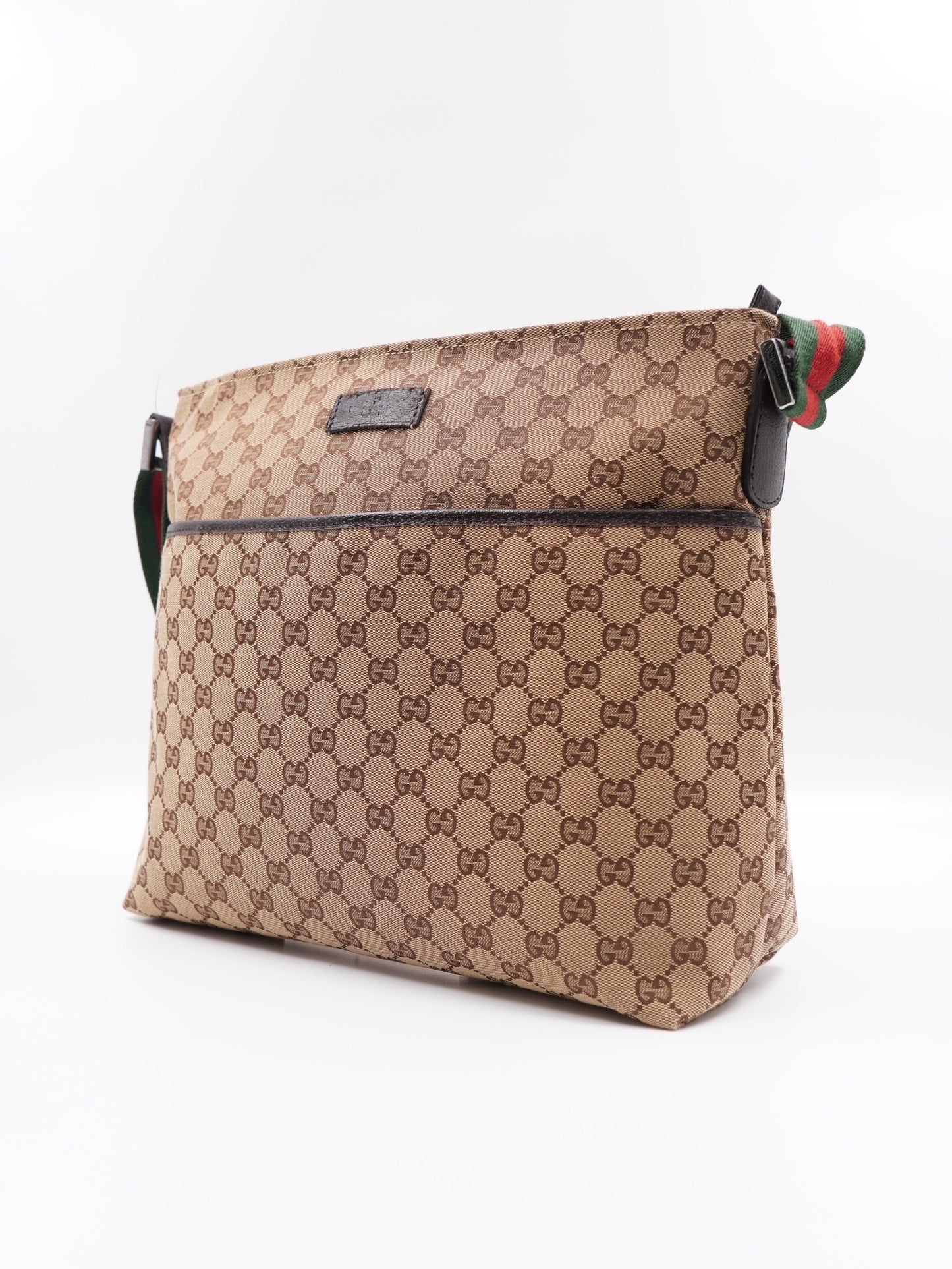 GUCCI GG Canvas Web Messenger Bag with leather trim (Vintage)