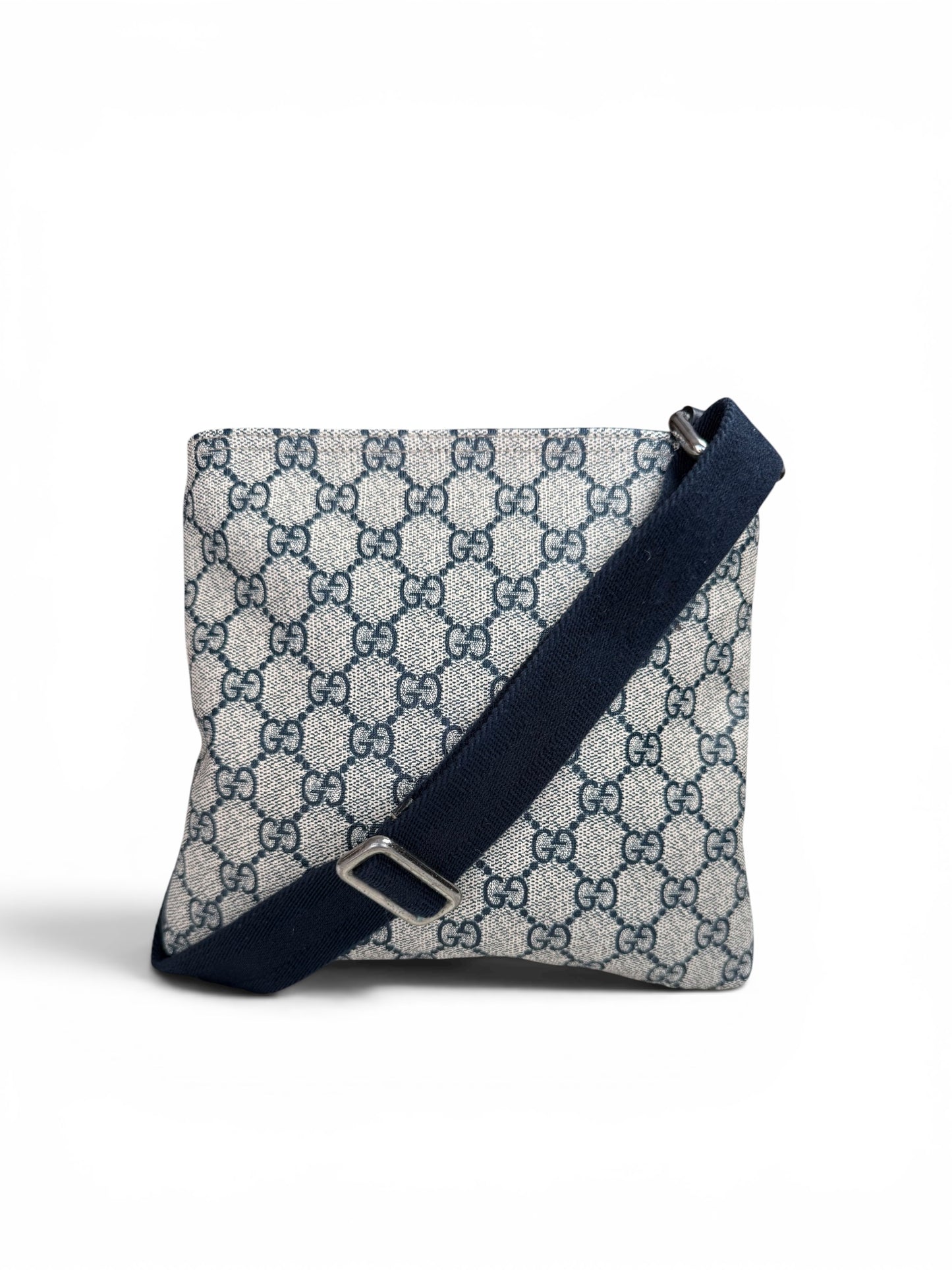 Gucci Zip Top Crossbody Coated Canvas Navy