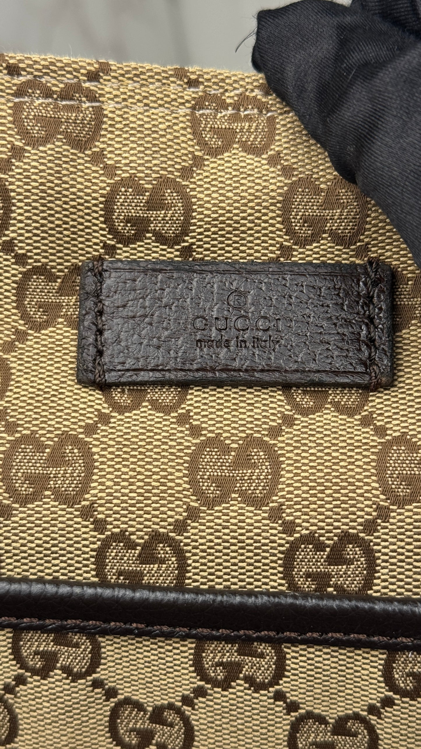 Gucci Flat  Crossbody GG Canvas Web Strap Brown