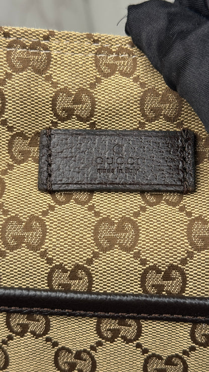 Gucci Flat  Crossbody GG Canvas Web Strap Brown
