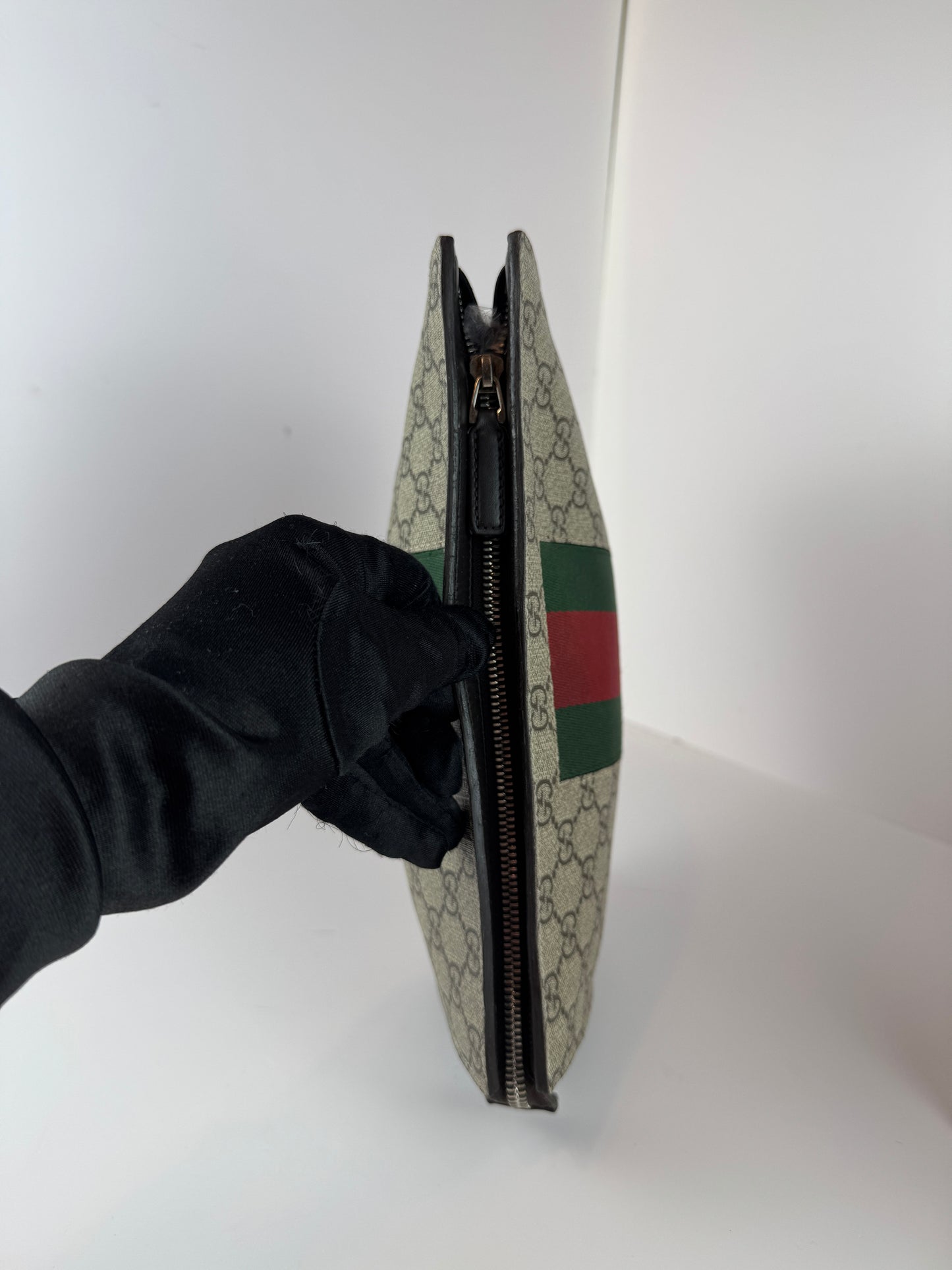 Gucci Web Clutch GG Supreme Coated Canvas