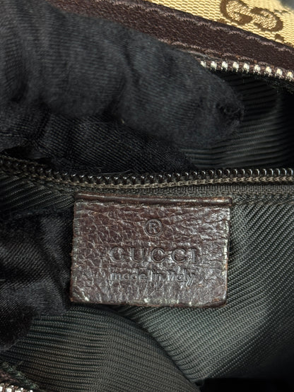 GUCCI Hobo Halfmoon Double Button GG Canvas Brown