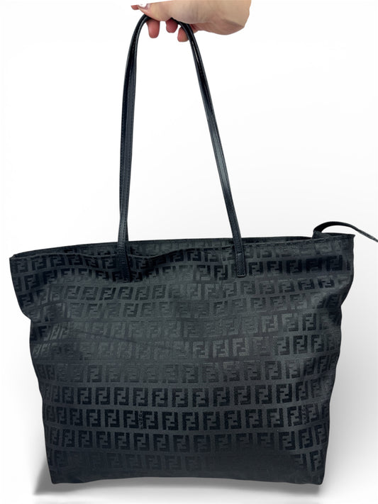 Fendi Zucchino Tote Canvas Black