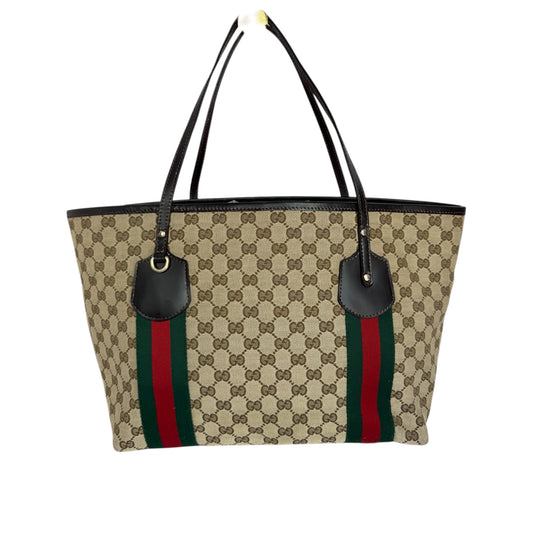 Gucci Web Tote GG Canvas Dark Brown