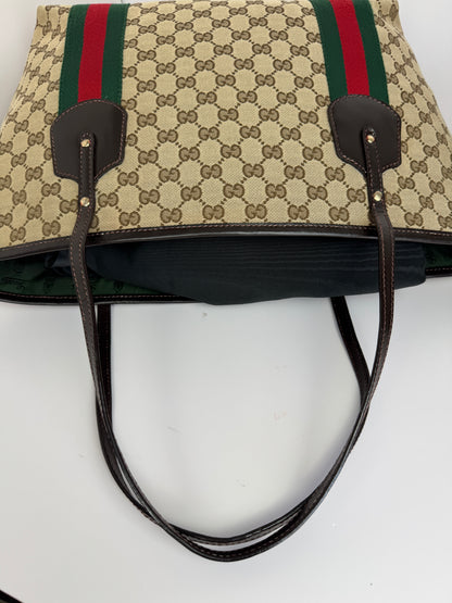 Gucci Web Tote GG Canvas Dark Brown
