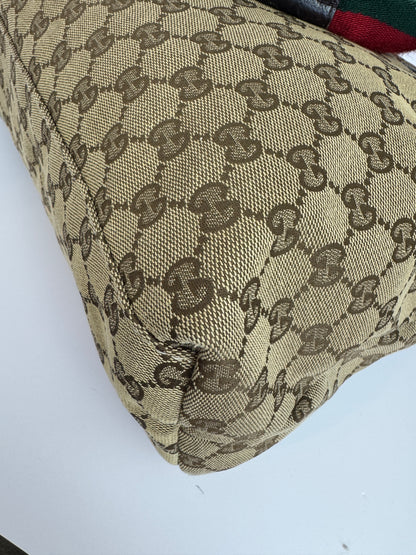 Gucci Web Stripe Diaper Tote GG Canvas