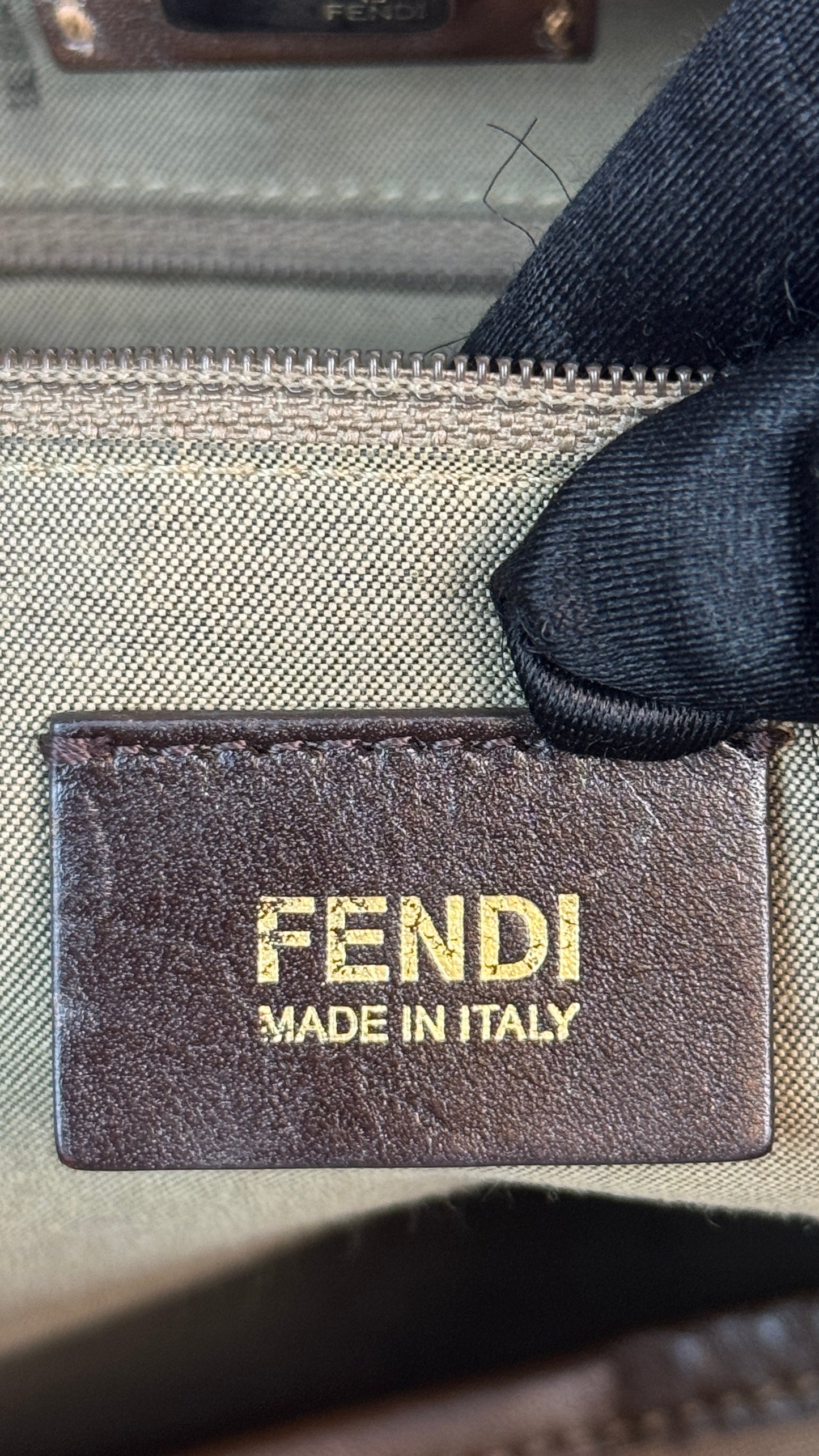 Fendi Zucchino Spalmati Chiusura tote bag in brown coated canvas with brown leather trim