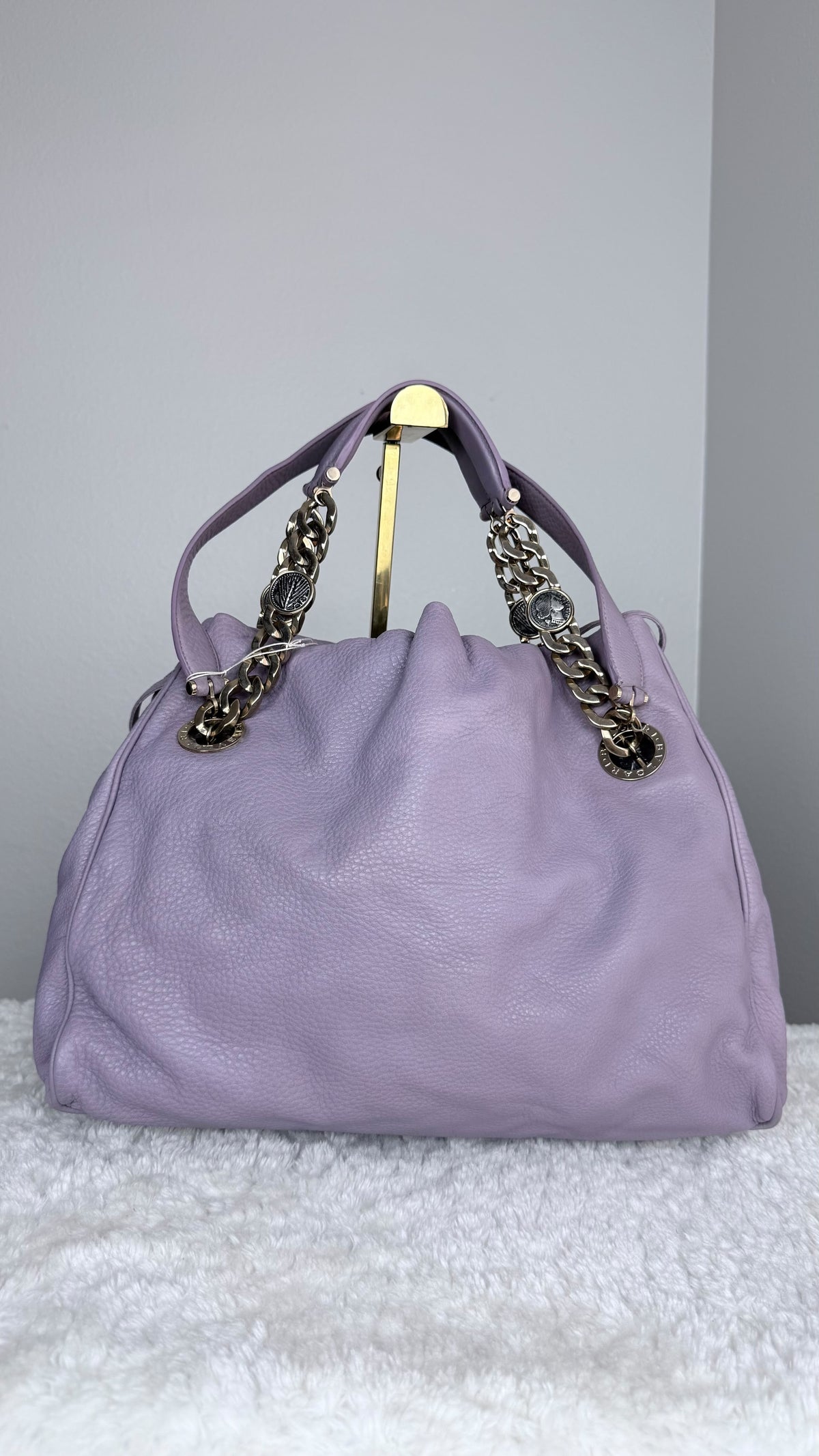 BVLGARI Leather Top Handle Purple