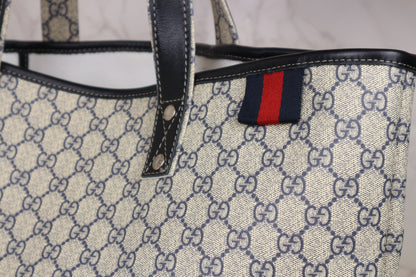 Gucci Web Loop Tote GG Supreme Navy