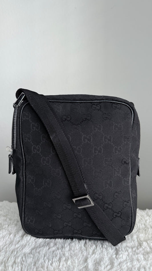 GUCCI Front pocket GG canvas Black Crossbody Black