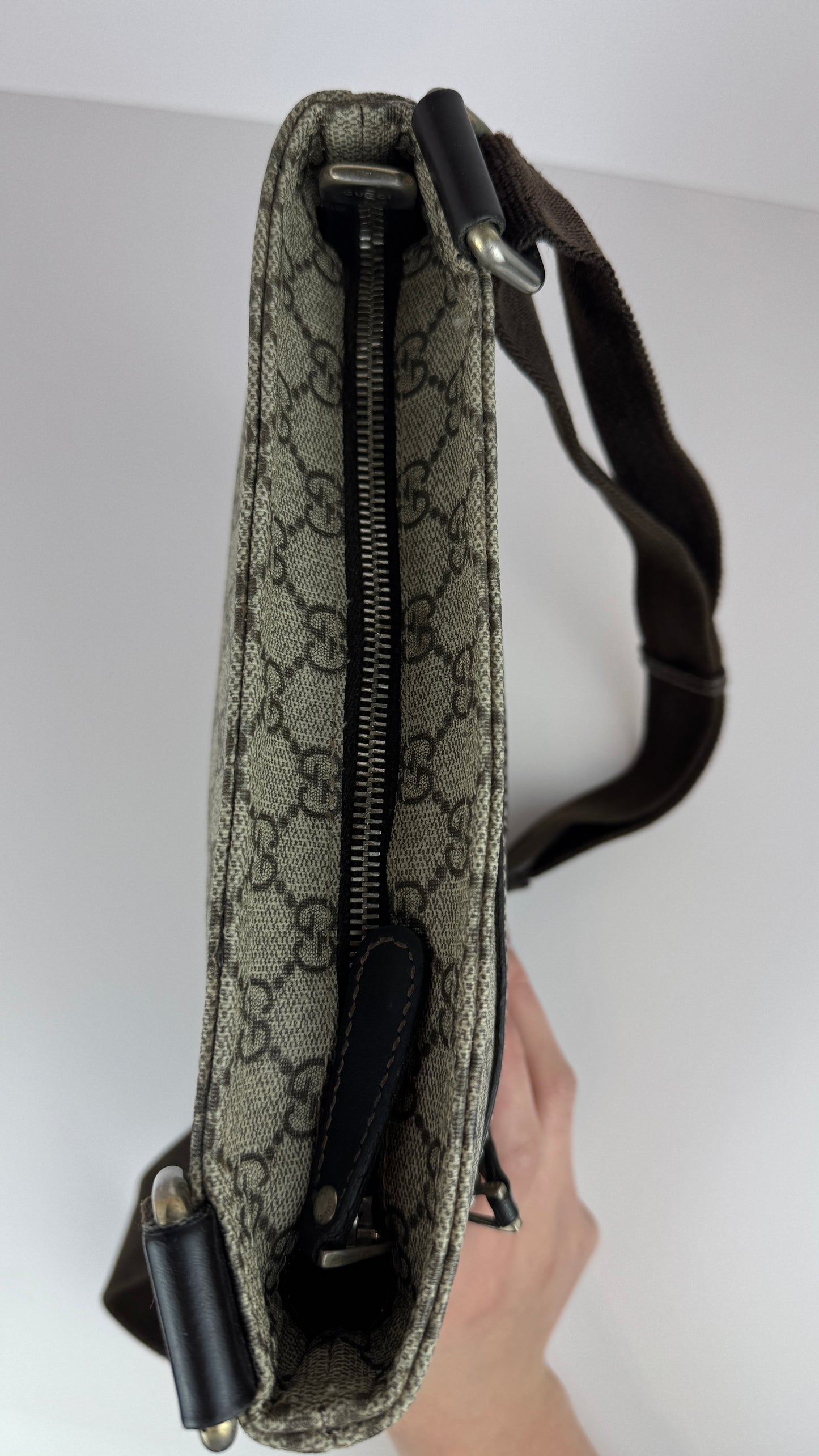 Gucci Flat Messenger GG Coated Canvas Medium