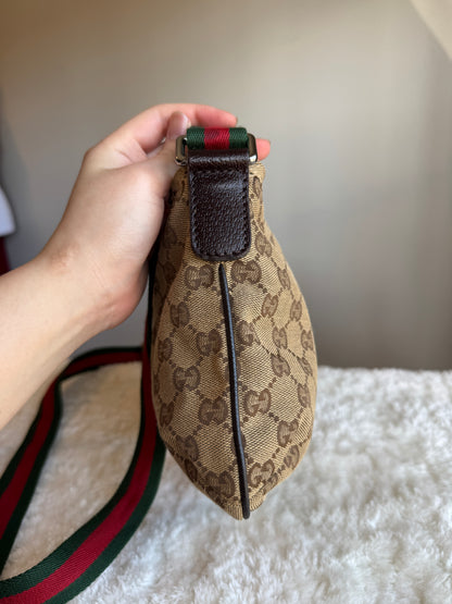GUCCI Web Strap Camera GG Canvas Brown
